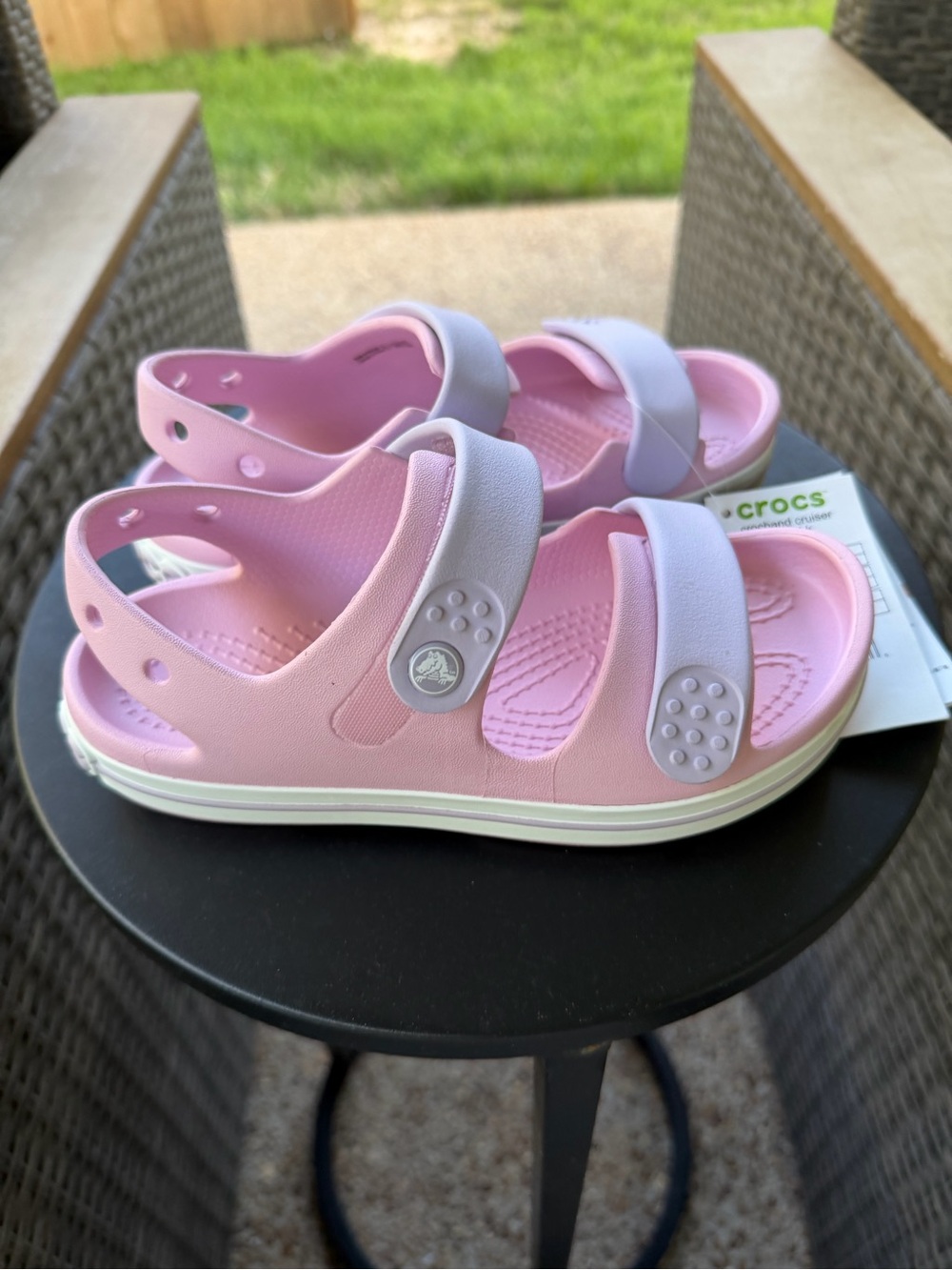 CROCS Kids Pink Dual-Strap Sandals with White Trim